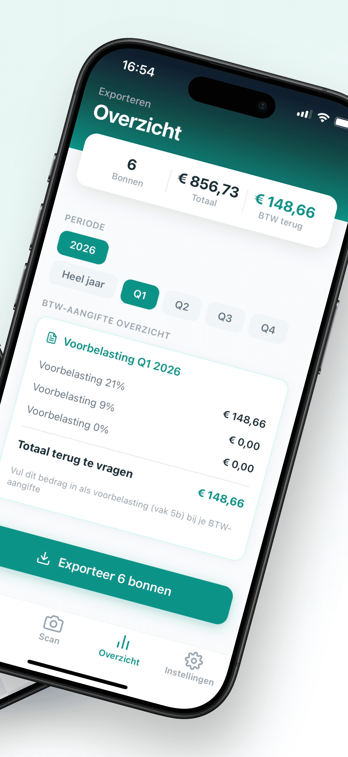 Bonly app - BTW overzicht per kwartaal